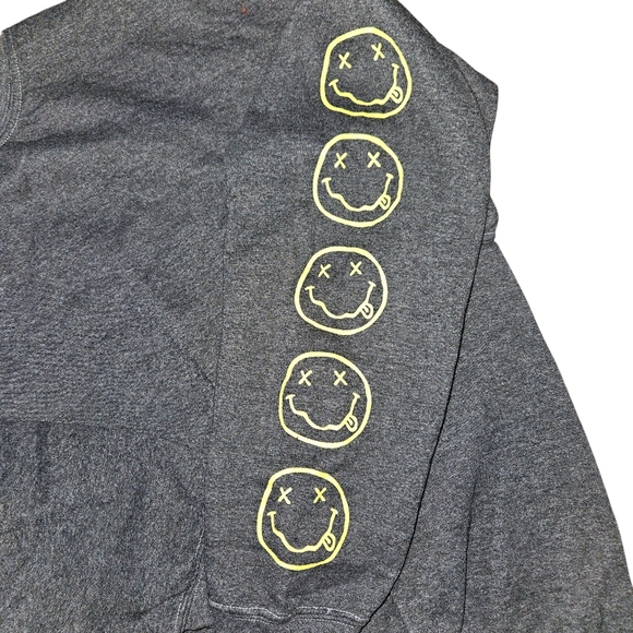 NIRVANA Nevermind Crewneck Sweater Gray Sweatshirt Yellow Graphics Small Medium - Picture 1 of 5
